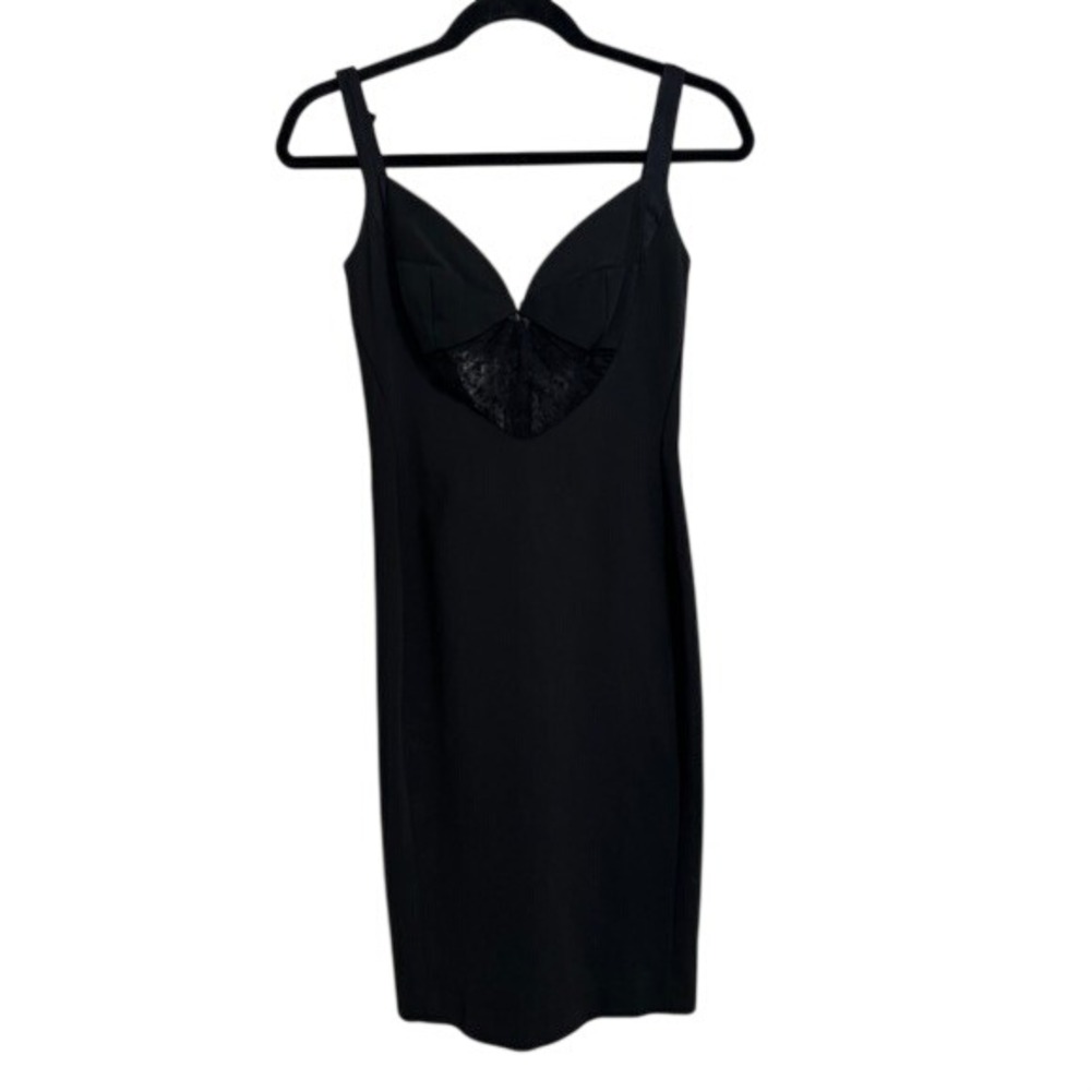 Noam Hanoch Black Lace Panel Bustier Bodycon Sheath Dress Size 4 Made in USA